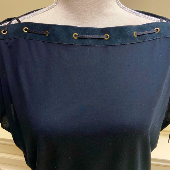 New Polo Ralph Lauren Suede Leather Western Top Laced Bateau Neckline Small - Picture 4 of 12